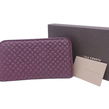 BOTTEGA VENETA round wallet dark purple leather