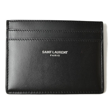 SAINT LAURENT Card Case Business Holder YSL  Logo Studs Leather Black