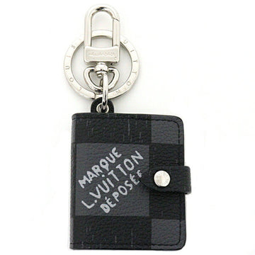 LOUIS VUITTON Porte Cle Carnet Damier Archives Keyring Keychain Mini Note Charm M00480 Black Gray Silver Hardware