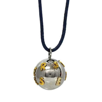 HERMES long necklace silver gold black metal  sphere string ball 85cm accessory impact round