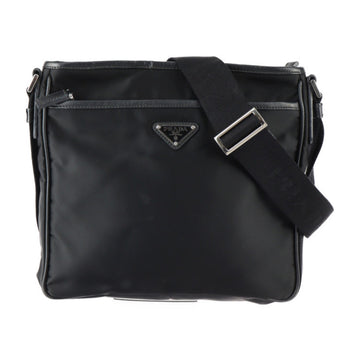 PRADA Crossbody Bag Shoulder VA0797 Nylon Saffiano Leather Black Silver Hardware Jacquard Logo Triangle