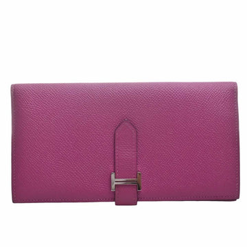 HERMES Vaux Epson Bear Souffle Bifold Long Wallet Purple Ladies