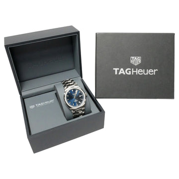 TAG HEUER Tag Link Caliber 5 watch men's self-winding fixed bezel see-through back 100m waterproof sticker logo blue dial stainless steel WBC2112.BA0603