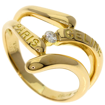 CELINE 1P Diamond Ring K18 Yellow Gold Women's