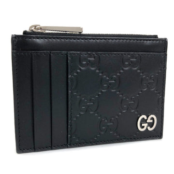 Gucci Card Case Dorian Signature Pass Coin 597560 Canvas Leather Black Men's GUCCI