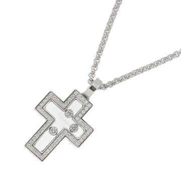 CHOPARD Happy Diamond Cross Necklace 42cm K18 WG White Gold 750