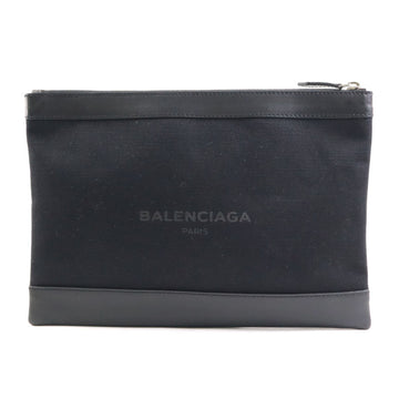 BALENCIAGA Clutch Bag Canvas/Leather Black Unisex 373834