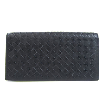 Bottega Veneta Intrecciato Men's Leather Long Wallet (bi-fold) Dark Navy,Purple