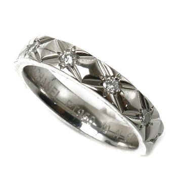 CHANEL Pt950 Platinum Matelasse Medium 10P Diamond Ring J1651 48 5.0g Ladies