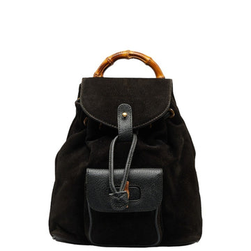 GUCCI bamboo backpack 003 1705 0030 black suede leather ladies