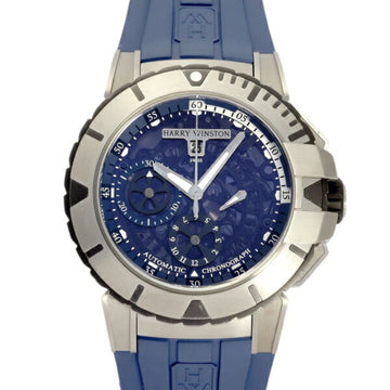 HARRY WINSTON Ocean Sports Chronograph OCSACH44ZZ007 Black Blue Dial Watch Men's