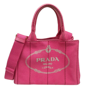 Prada Mini Canapa Tote 2WAY Shoulder Handbag B2439G Canvas Pink Ladies
