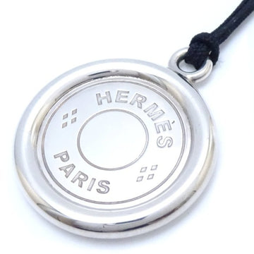 HERMES Serie Pendant Necklace Silver 925 Black Cord 290767
