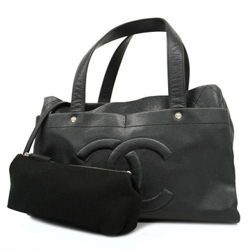 CHANELAuth  Matelasse Chain Shoulder Women's Leather Tote Bag Black