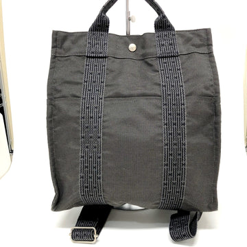 HERMES Ad MM Rucksack Yale Line Canvas Gray Silver Hardware Women's