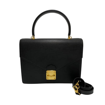 FENDI Logo Metal Fittings Epi Leather Genuine 2way Handbag Shoulder Bag Black
