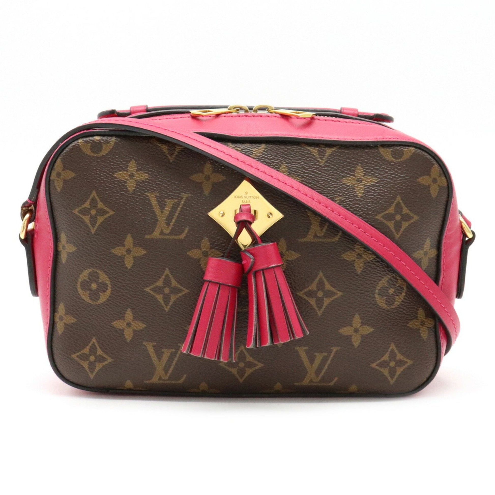 Louis Vuitton Monogram Santonju Shoulder Bag Tassel Leather Freesia Pi