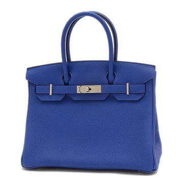Hermes Birkin 30 Togo Blue Electric D Engraved Handbag