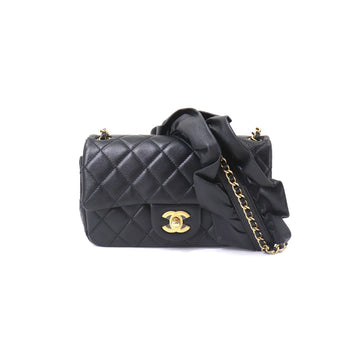 Chanel mini matelasse frill chain shoulder bag leather black gold metal fittings Mini Matelasse Bag