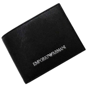 EMPORIO ARMANI Bifold Wallet Black White Y4R165 Y020V 81072 Folding Leather  Men's