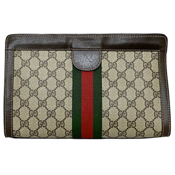 Gucci Clutch Bag Beige Brown Green Red Sherry PVC Leather GUCCI Handbag PARFUMS Second Women's Men's Unisex GG Web Stripe