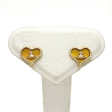 VIVIENNE WESTWOOD Petra Earrings Orb Heart Shaped GP Shell Stone Yellow Gold 62010074 02R434