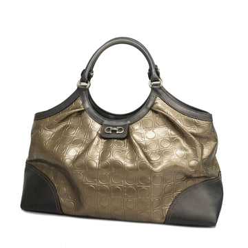 SALVATORE FERRAGAMOAuth  Gancini Women's Leather Handbag Bronze,Brown