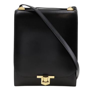 HERMES Chianti Shoulder Bag One Vintage Box Calf Made in France Black/Gold Hardware Handbag 2way Flap Women's
