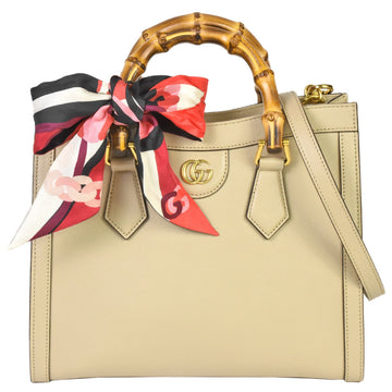 GUCCI Bamboo Diana Tote Bag with Shoulder Strap Handbag Beige Leather 660195
