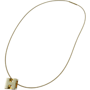 Hermes guarded ashes necklace H cube metal gold white
