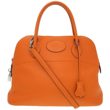 HERMES Bolide 31 Lyon Clemence Orange Shoulder Strap Handbag To O Engraved