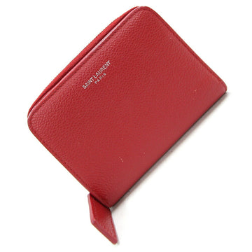 SAINT LAURENT Bifold Wallet 414661 Red Leather Round Women's  PARIS