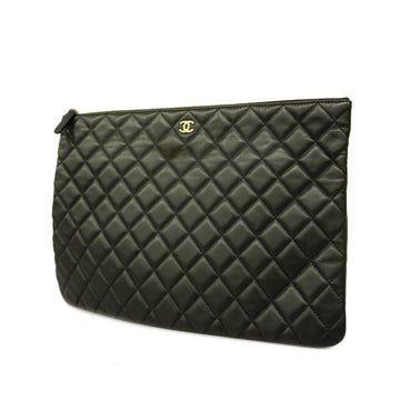 CHANELAuth  Matelasse Clutch Bag Women's Leather Black