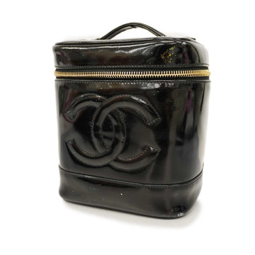 CHANELAuth  Vanity Bag Women's Patent Leather Vanity Bag Black
