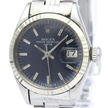 ROLEXVintage  Oyster Perpetual Date 6917 White Gold Steel Ladies Watch BF561309