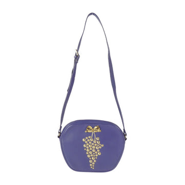 YVES SAINT LAURENT shoulder bag 3247 EC 92 leather purple blue gold hardware grape motif vintage