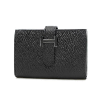 HERMES Bearn Mini Wallet Monochrome Epson Black U Engraved