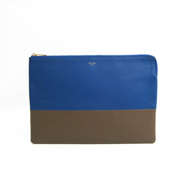 Celine 100093HTM Women's Leather Clutch Bag Grayish,Royal Blue
