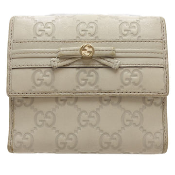 GUCCI W hook sima 256997 bifold wallet leather ivory 083701