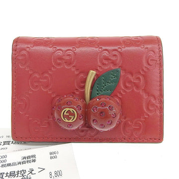 GUCCI sima bi-fold wallet with hook folding leather cherry red 476050 1147