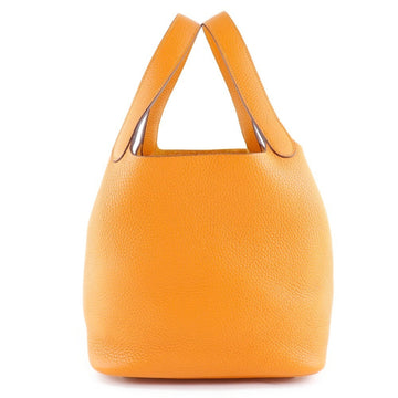 Hermes Picotin Lock MM Taurillon Clemence Apricot Orange C Women's Handbag A+ Rank