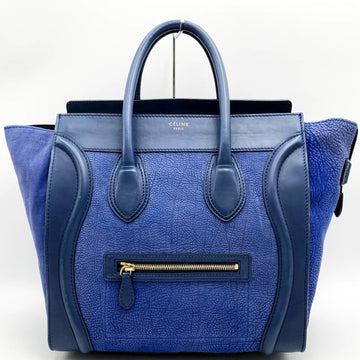 CELINE Luggage Mini Handbag Tote Bag Handheld Blue Navy Leather Ladies Fashion U CE 0120 USED