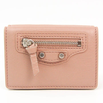 Balenciaga Classic Mini 477455 Women's Leather Wallet (tri-fold) Pink Beige