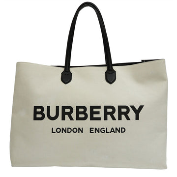 BURBERRY Logo Canvas Tote Bag Large Natural [Off White] Women's