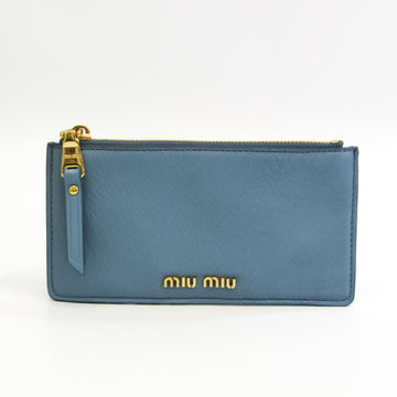 MIU MIU 5MB006 Leather Card Case Blue