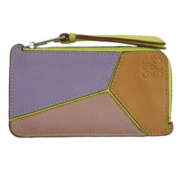 CHLOE  Puzzle Stitch Coin Card Holder 262008 Green Leather Ladies Case