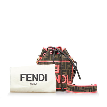 FENDI Zucca Montresor shoulder bag handbag 8BS010 brown pink canvas leather ladies