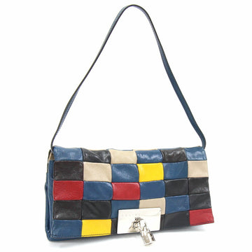 Celine One Shoulder Bag Blue Multicolor Leather Women's Clutch Mini Handbag CELINE