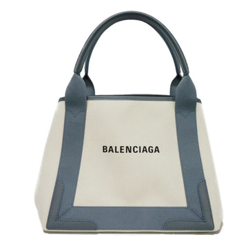 BALENCIAGA Tote Bag Navy Hippo S Small Cabas Natural Gray Cotton Handbag New Logo 339933 2HH3N 1381 Men's Women's