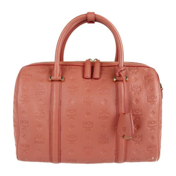 MCM Visetos Handbag MWB 8ASE53 PW001 Leather Pink 2WAY Mini Boston Shoulder Bag Tote Shopping